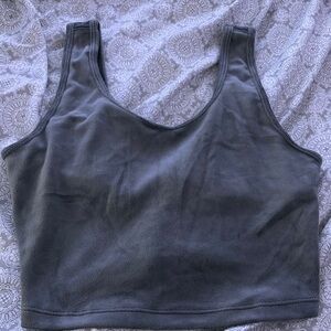 Aerie Gray Fitted Crop Tank Top